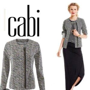 CAbi Cliffside Cotton Blend Geometric Print Moto Jacket. Style 5099